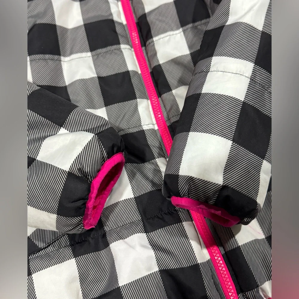 Carter's Black and White Checkered Puffer Jacket with Pink Lining